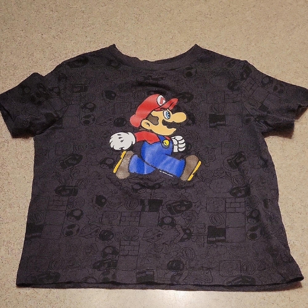 DARK GRAY MARIO SHIRT WITH BLACK MARIO GAME ACCENTS